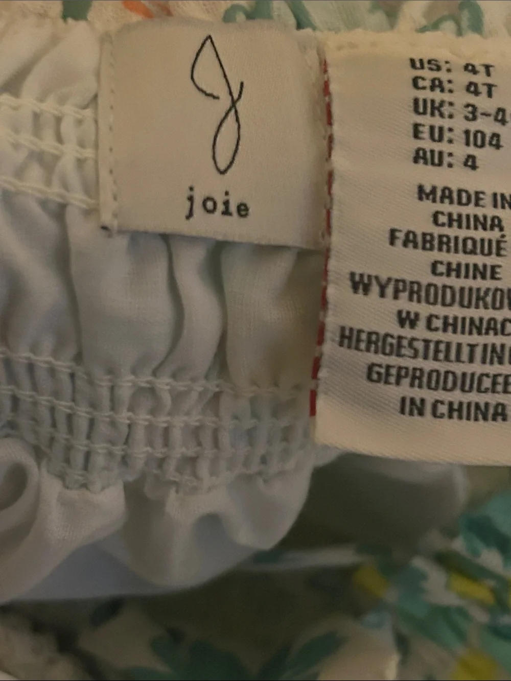 Joie Pastel Floral Smocked Dress in Light Blue, Yellow & Green